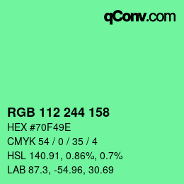 カラーコード: RGB 112 244 158 | qconv.com