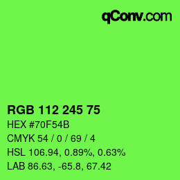 カラーコード: RGB 112 245 75 | qconv.com