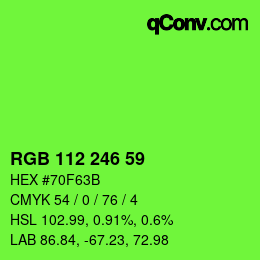 カラーコード: RGB 112 246 59 | qconv.com