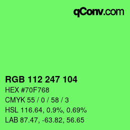 Color code: RGB 112 247 104 | qconv.com