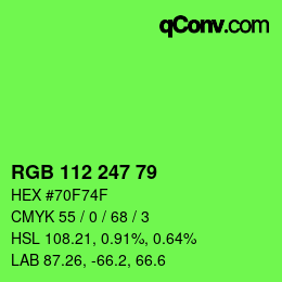 Color code: RGB 112 247 79 | qconv.com