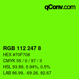 颜色代码: RGB 112 247 8 | qconv.com