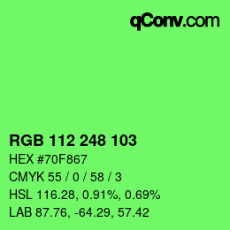 Color code: RGB 112 248 103 | qconv.com