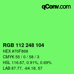 Color code: RGB 112 248 104 | qconv.com