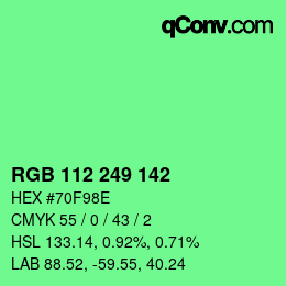 Color code: RGB 112 249 142 | qconv.com