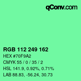 Color code: RGB 112 249 162 | qconv.com