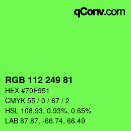 Color code: RGB 112 249 81 | qconv.com