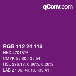 カラーコード: RGB 112 24 118 | qconv.com
