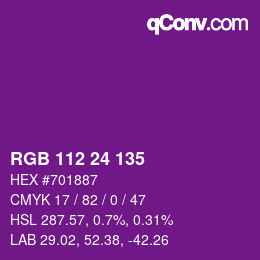 カラーコード: RGB 112 24 135 | qconv.com
