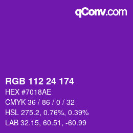 Color code: RGB 112 24 174 | qconv.com