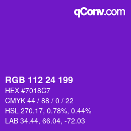 Color code: RGB 112 24 199 | qconv.com