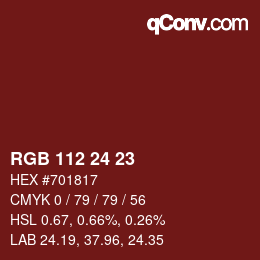 カラーコード: RGB 112 24 23 | qconv.com
