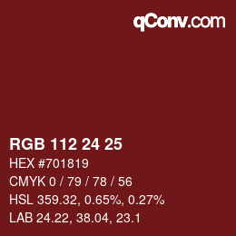 Color code: RGB 112 24 25 | qconv.com