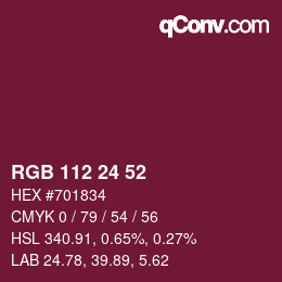 Color code: RGB 112 24 52 | qconv.com