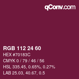 カラーコード: RGB 112 24 60 | qconv.com