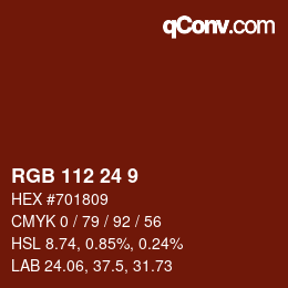 カラーコード: RGB 112 24 9 | qconv.com