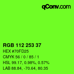 カラーコード: RGB 112 253 37 | qconv.com