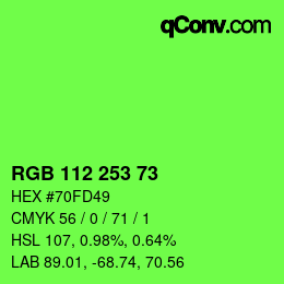 Color code: RGB 112 253 73 | qconv.com