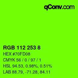 颜色代码: RGB 112 253 8 | qconv.com