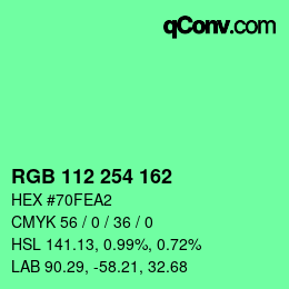 カラーコード: RGB 112 254 162 | qconv.com
