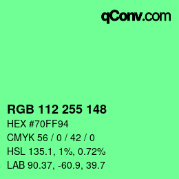 Color code: RGB 112 255 148 | qconv.com