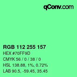 Color code: RGB 112 255 157 | qconv.com