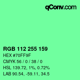 カラーコード: RGB 112 255 159 | qconv.com