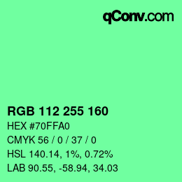 Color code: RGB 112 255 160 | qconv.com
