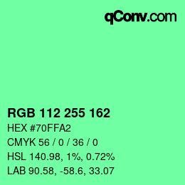 Color code: RGB 112 255 162 | qconv.com