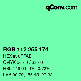 Color code: RGB 112 255 174 | qconv.com