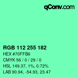 Color code: RGB 112 255 182 | qconv.com