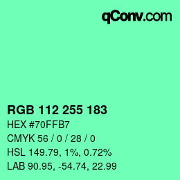 Color code: RGB 112 255 183 | qconv.com