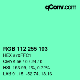 Color code: RGB 112 255 193 | qconv.com