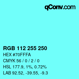 Color code: RGB 112 255 250 | qconv.com