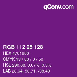 颜色代码: RGB 112 25 128 | qconv.com