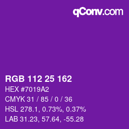 Farbcode: RGB 112 25 162 | qconv.com