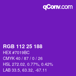 Color code: RGB 112 25 188 | qconv.com