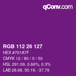颜色代码: RGB 112 26 127 | qconv.com