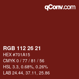 Color code: RGB 112 26 21 | qconv.com