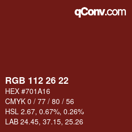 Color code: RGB 112 26 22 | qconv.com