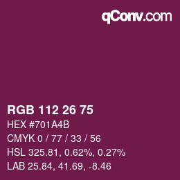 Color code: RGB 112 26 75 | qconv.com