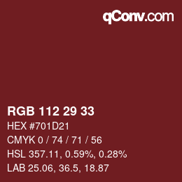 Color code: RGB 112 29 33 | qconv.com