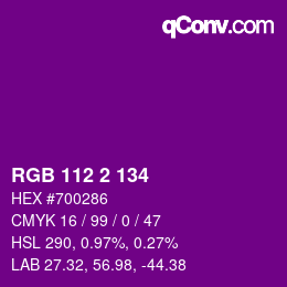 Color code: RGB 112 2 134 | qconv.com