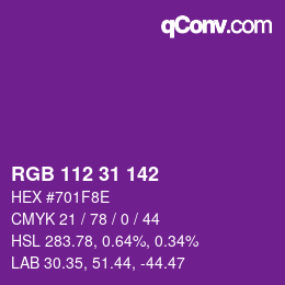 Color code: RGB 112 31 142 | qconv.com