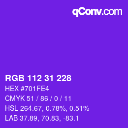 Color code: RGB 112 31 228 | qconv.com
