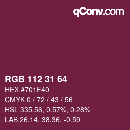 颜色代码: RGB 112 31 64 | qconv.com