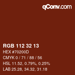 Color code: RGB 112 32 13 | qconv.com
