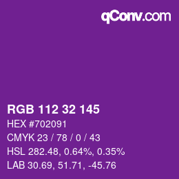 カラーコード: RGB 112 32 145 | qconv.com