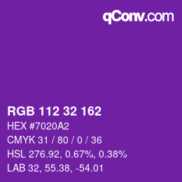 カラーコード: RGB 112 32 162 | qconv.com