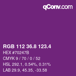 カラーコード: RGB 112 36.8 123.4 | qconv.com